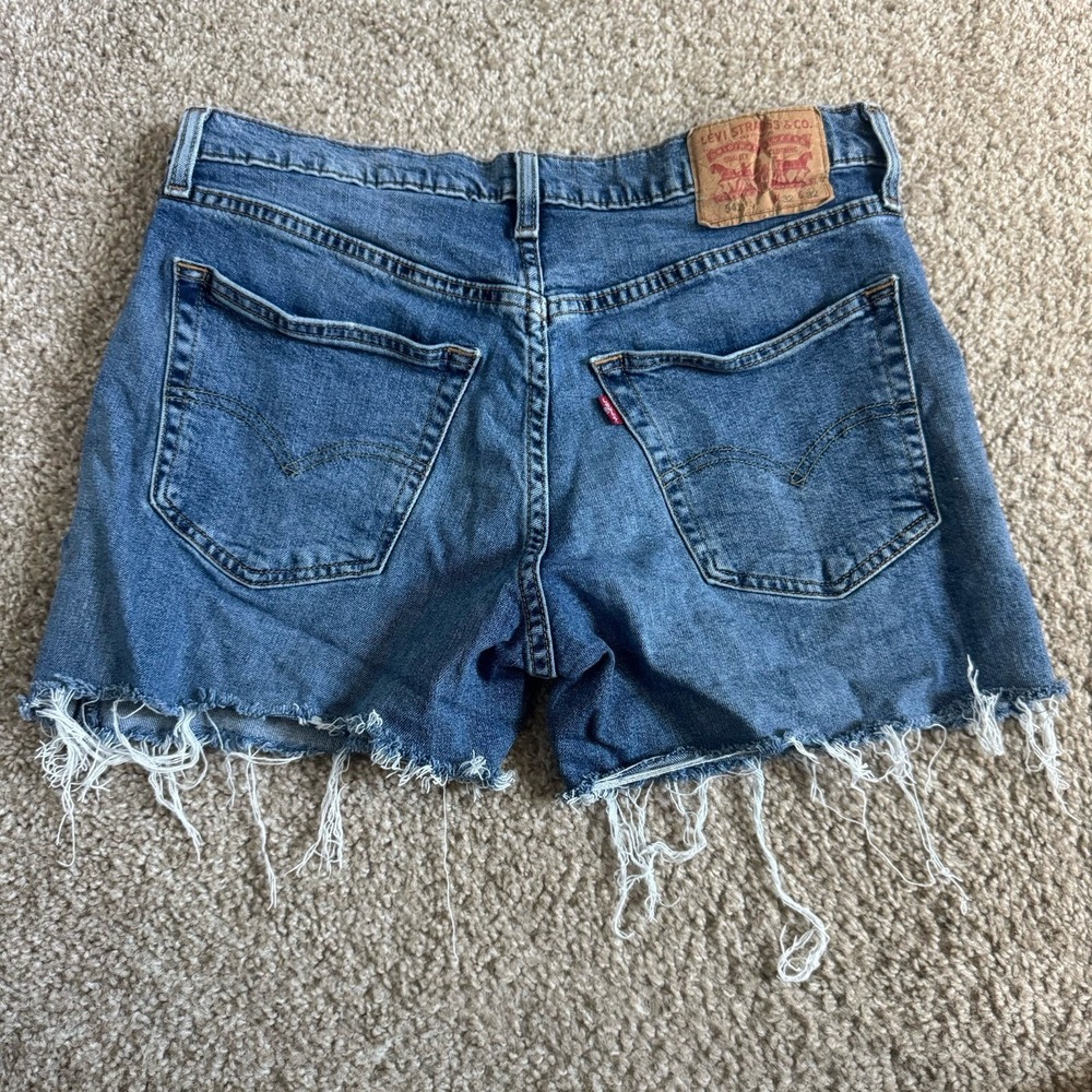 LEVI'S 541 Women Mid Rise Cut Off Frayed Hem Denim Jean Shorts Size 32